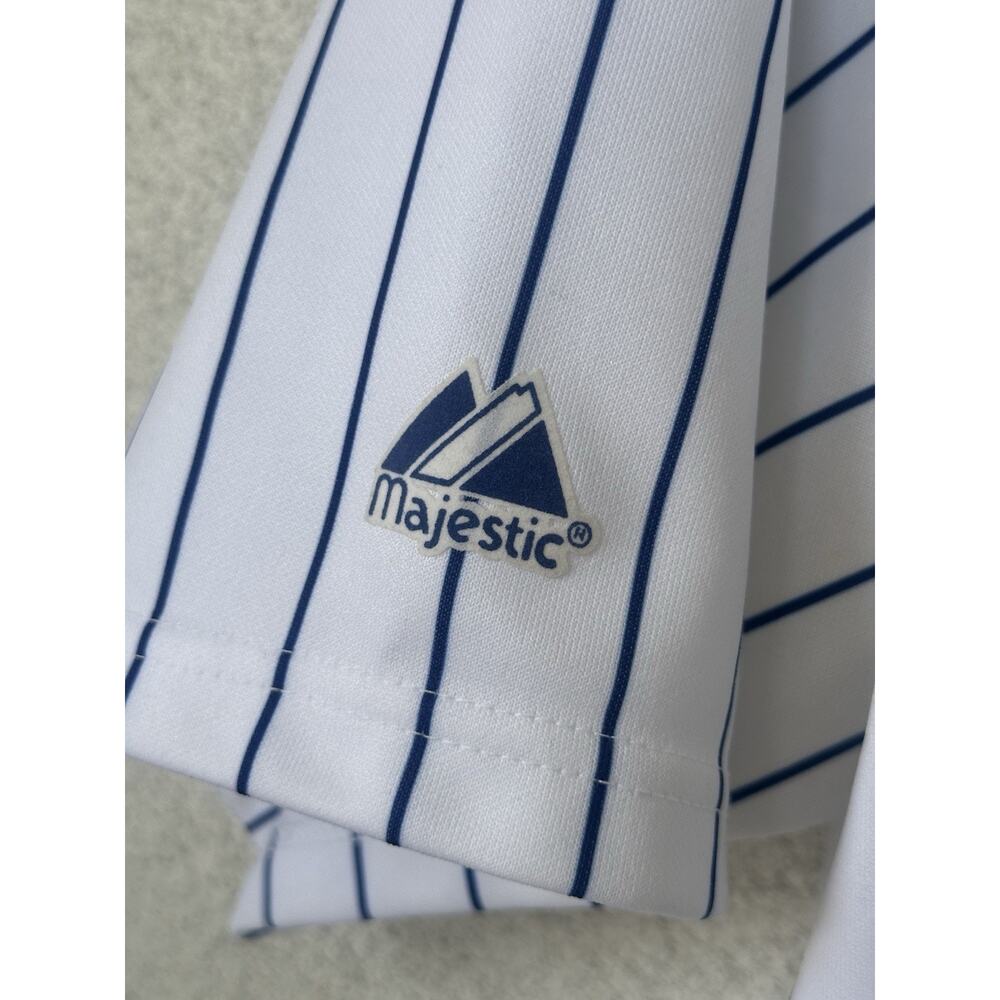 Majestic Chicago Cubs Ron Santo #10 Pinstripe Jersey Hall of Fame 2012 Men’s XL - Picture 5 of 11